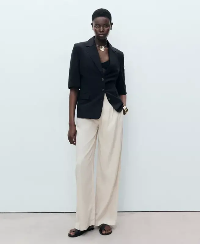 Women's Tortoiseshell Button Linen Pants - 3