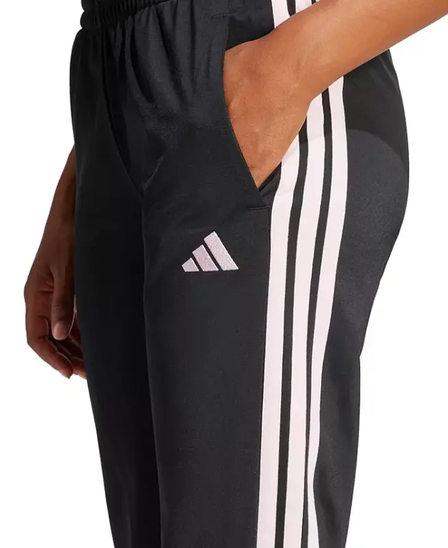 Women's Tricot 3-Stripes Track Pants-Black/Clear Pink - 3