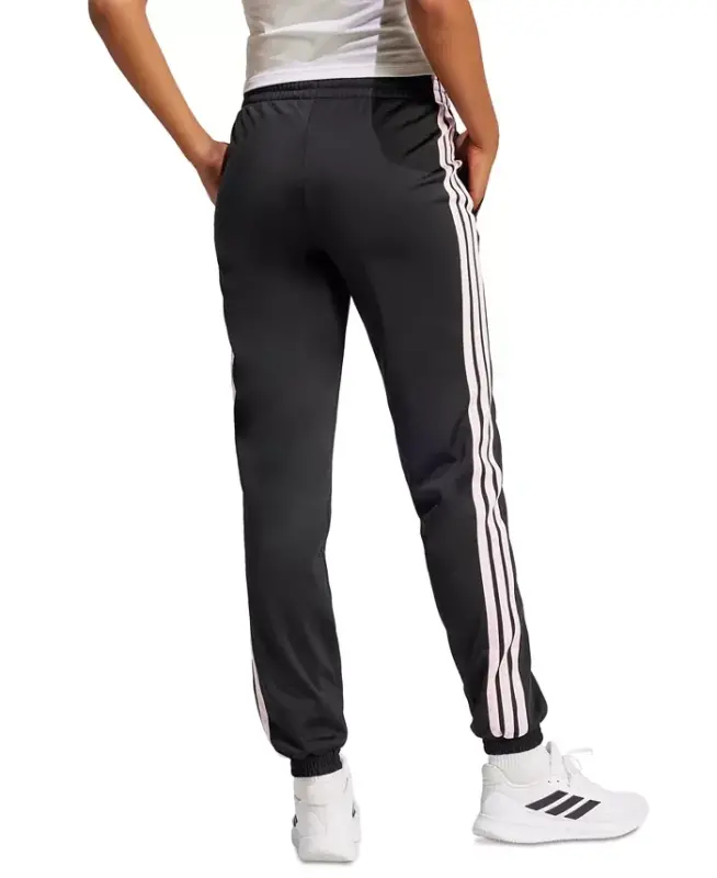 Women's Tricot 3-Stripes Track Pants-Black/Clear Pink - 4