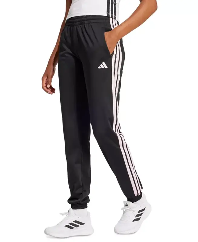 Women's Tricot 3-Stripes Track Pants-Black/Clear Pink - ADIDAS