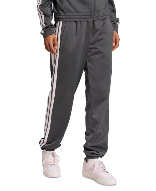 Women's Tricot 3-Stripes Track Pants-Grey Six/Clear Pink - ADIDAS