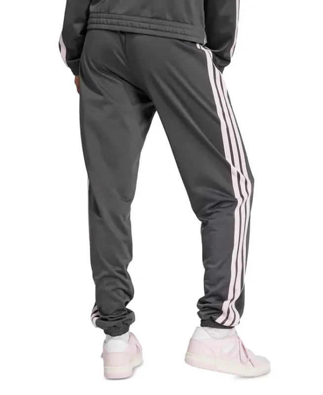 Women's Tricot 3-Stripes Track Pants-Grey Six/Clear Pink - 4