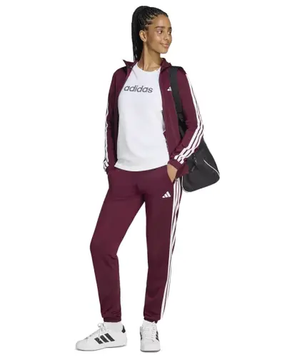 Women's Tricot 3-Stripes Track Pants - Maroon/white - 3