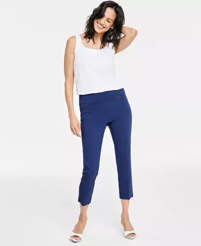 Women's Tummy-Control Pull-On Capri Pants, Created for Modazone-Indigo Sea 