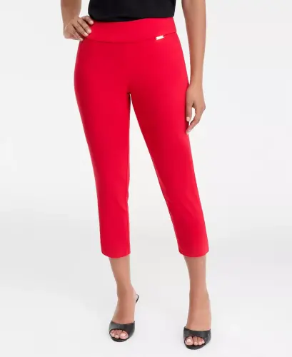 Women's Tummy-Control Pull-On Capri Pants, Created for Modazone-Real Red - 3