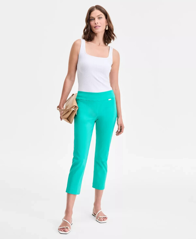 Women's Tummy-Control Pull-On Capri Pants, Created for Modazone-Surf Green - 1
