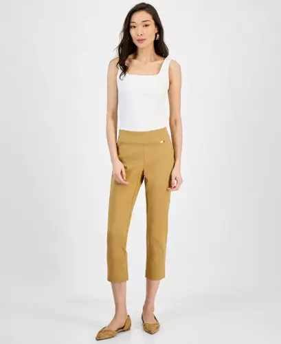 Women's Tummy-Control Pull-On Capri Pants, Created for Modazone-Warm Toffee 