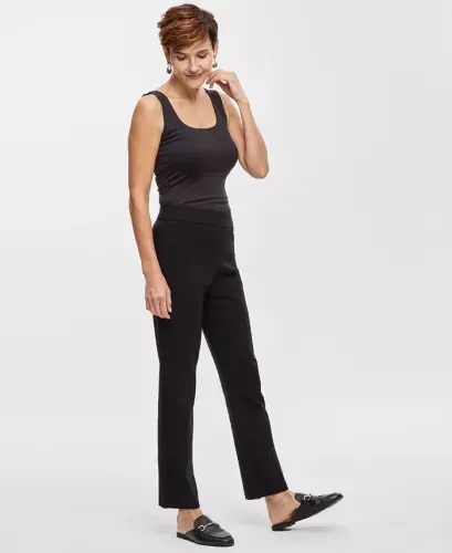 Women's Tummy Control Pull-On Slim-Leg Pants, Exclusively at Modazone-Deep Black - JM COLLECTION (1)
