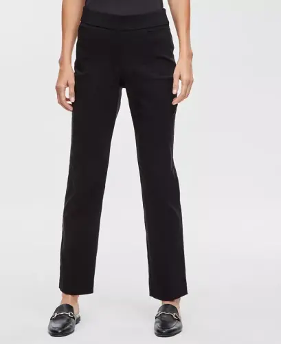 Women's Tummy Control Pull-On Slim-Leg Pants, Exclusively at Modazone-Deep Black - 3