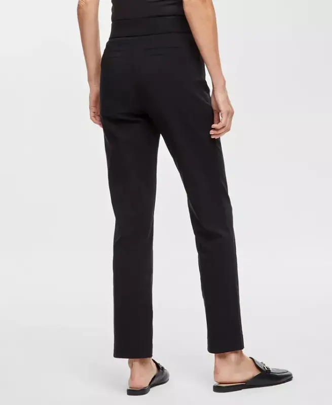 Women's Tummy Control Pull-On Slim-Leg Pants, Exclusively at Modazone-Deep Black - 4