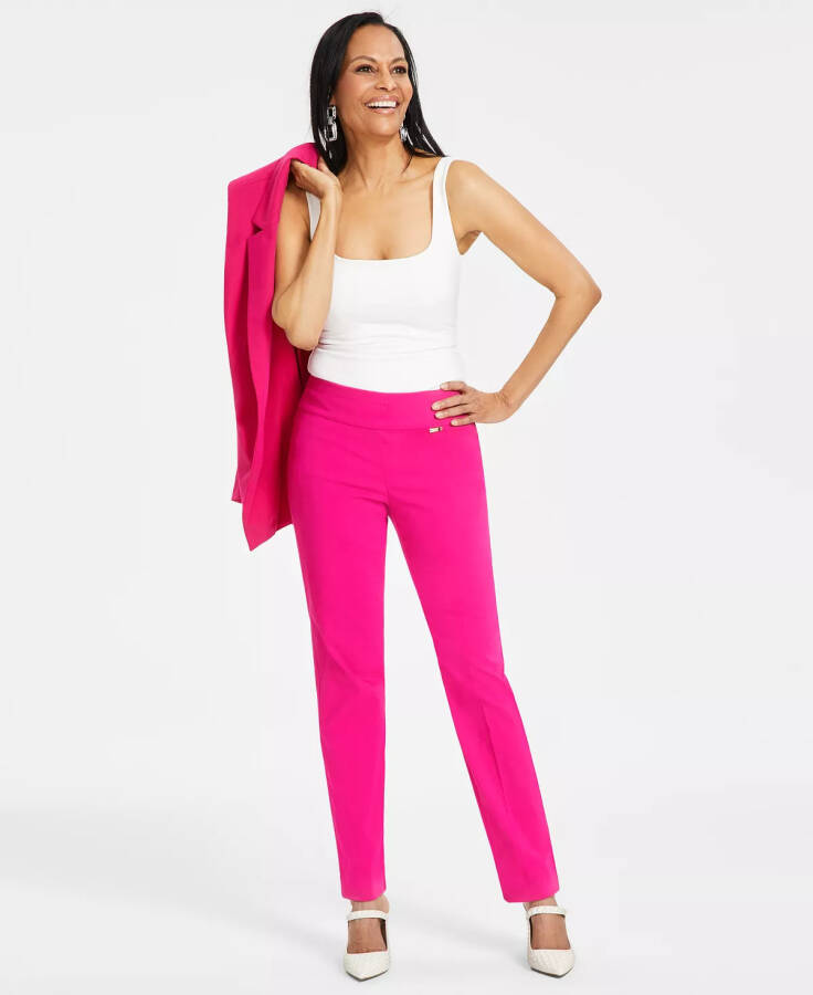 Women's Tummy-Control Pull-On Straight-Leg Pants, Created for Modazone Pink Dragonfrui - 1