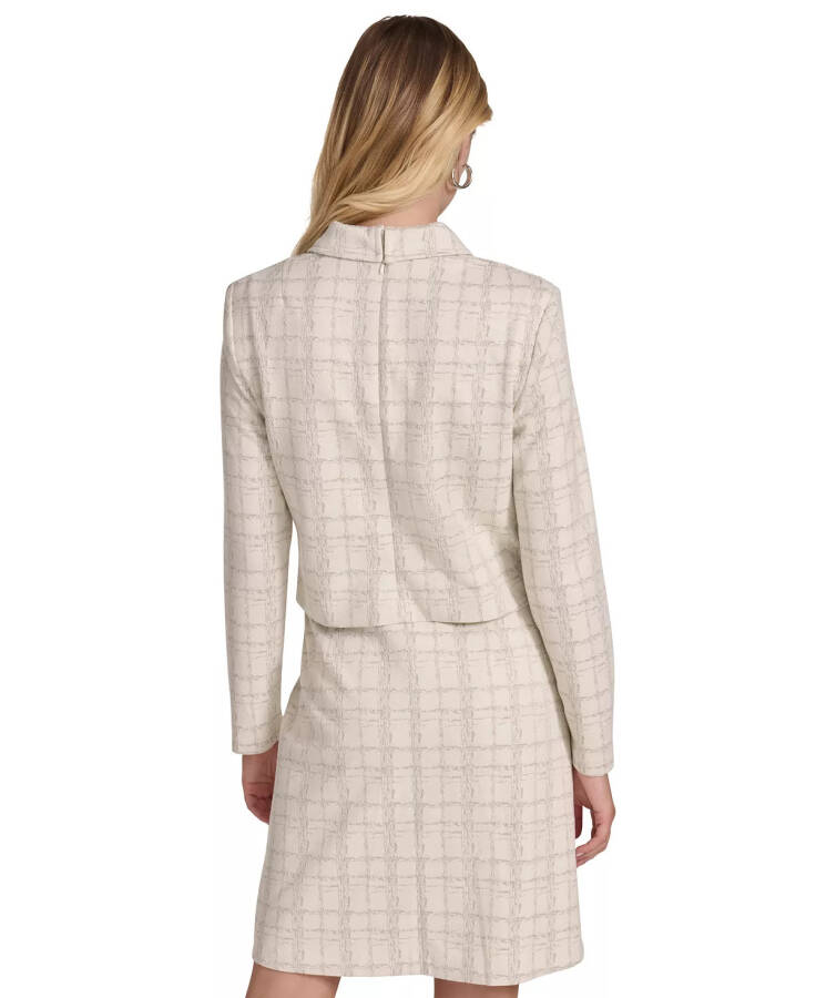 Women's Tweed Sheath Jacket-Top Dress Cream Silver - 2