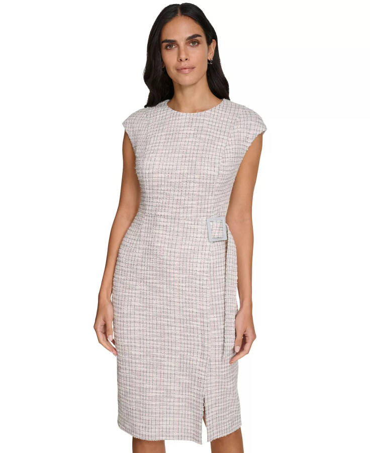 Women's Tweed Side-Buckle Cap-Sleeve Sheath Dress Jadeite Multi - 5