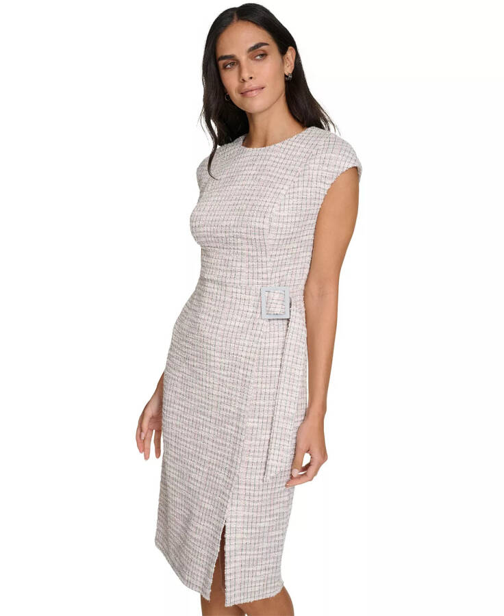 Women's Tweed Side-Buckle Cap-Sleeve Sheath DressModazone Multi - 3