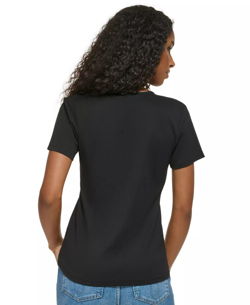 Women's Twist Front V-Neck T-Shirt Black - 2