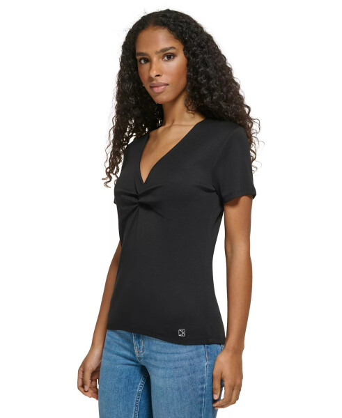 Women's Twist Front V-Neck T-Shirt Black - 3