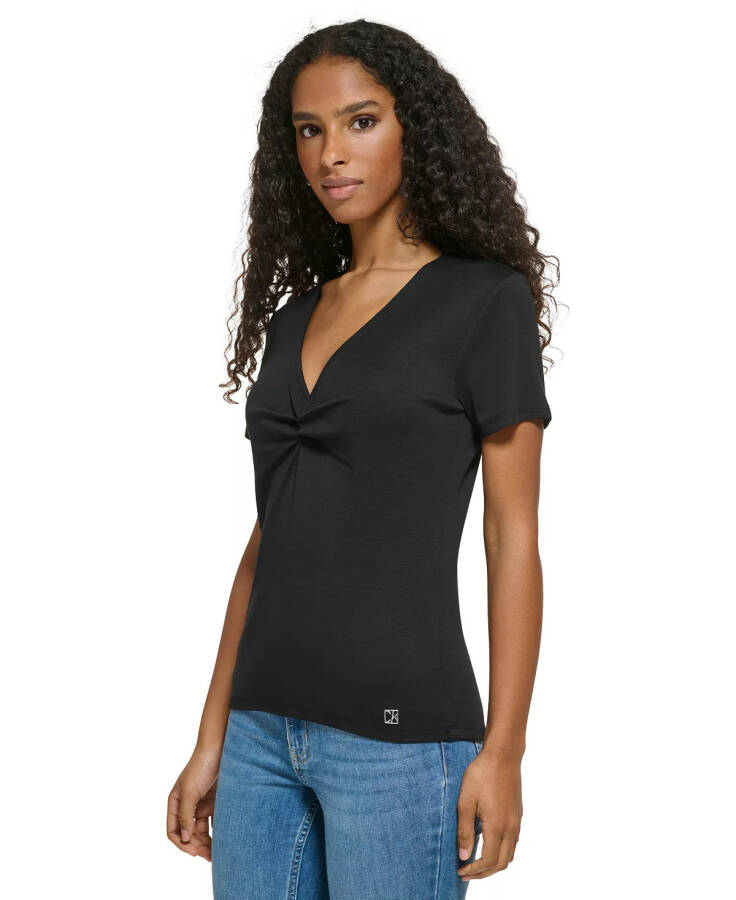 Women's Twist Front V-Neck T-Shirt Black - 3