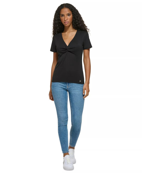 Women's Twist Front V-Neck T-Shirt Black - 4