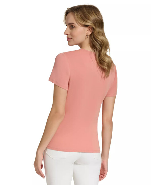 Women's Twist Front V-Neck T-Shirt Desert Rose - 2