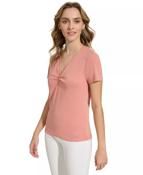 Women's Twist Front V-Neck T-Shirt Desert Rose - 3