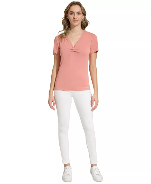 Women's Twist Front V-Neck T-Shirt Desert Rose - 4