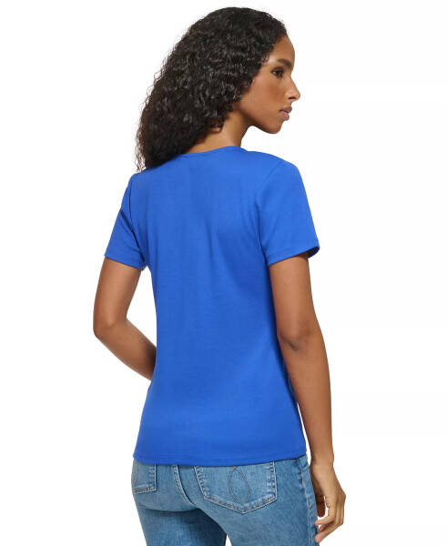 Women's Twist Front V-Neck T-Shirt Klein Blue - 2