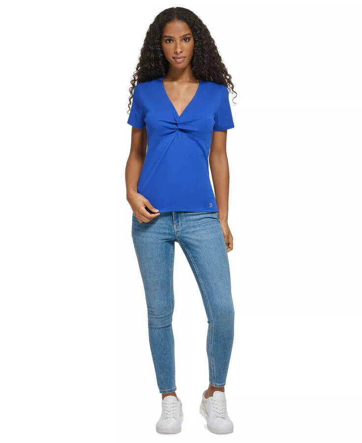 Women's Twist Front V-Neck T-Shirt Klein Blue - 5