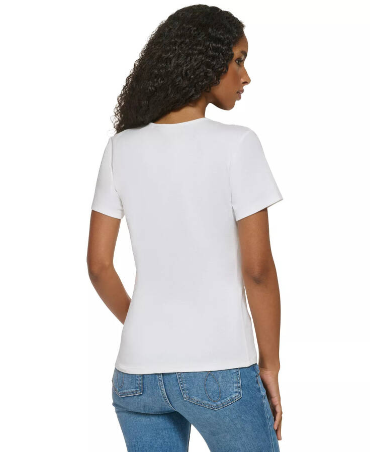 Women's Twist Front V-Neck T-Shirt Soft White - 2