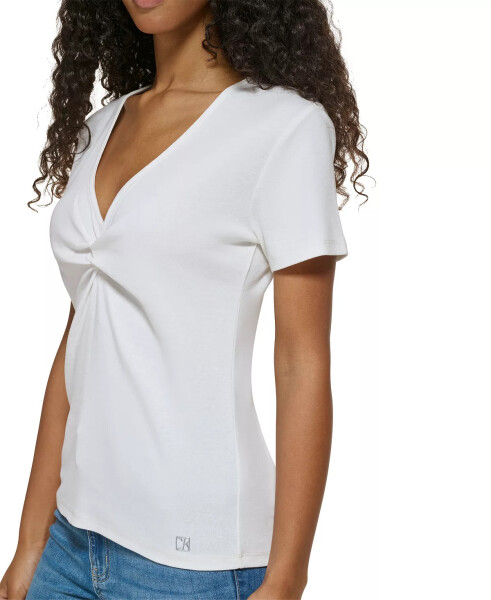 Women's Twist Front V-Neck T-Shirt Soft White - 5