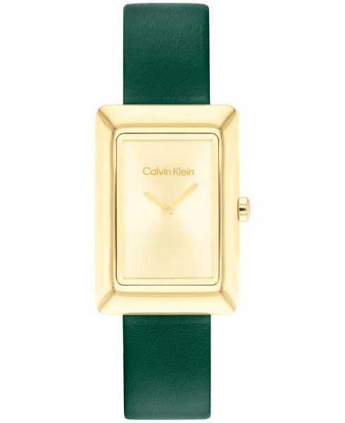 Women's Two Hand Green Leather Strap Watch 22.5mm Green - 1