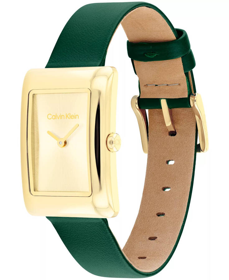 Women's Two Hand Green Leather Strap Watch 22.5mm Green - 2