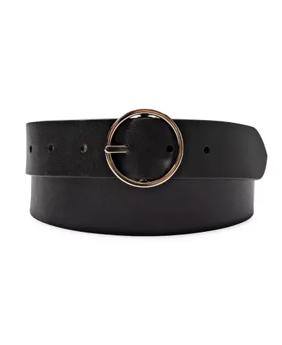 Women's Two-In-One Center Bar Reversible Genuine Leather Belt-Black, Tan - 3
