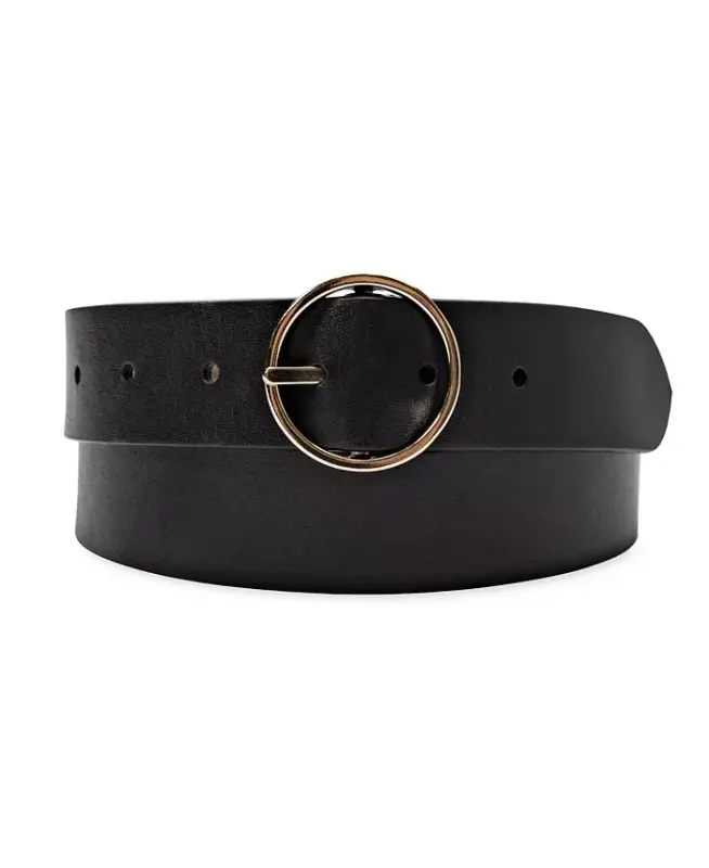 Women's Two-In-One Center Bar Reversible Genuine Leather Belt-Black, Tan - 3