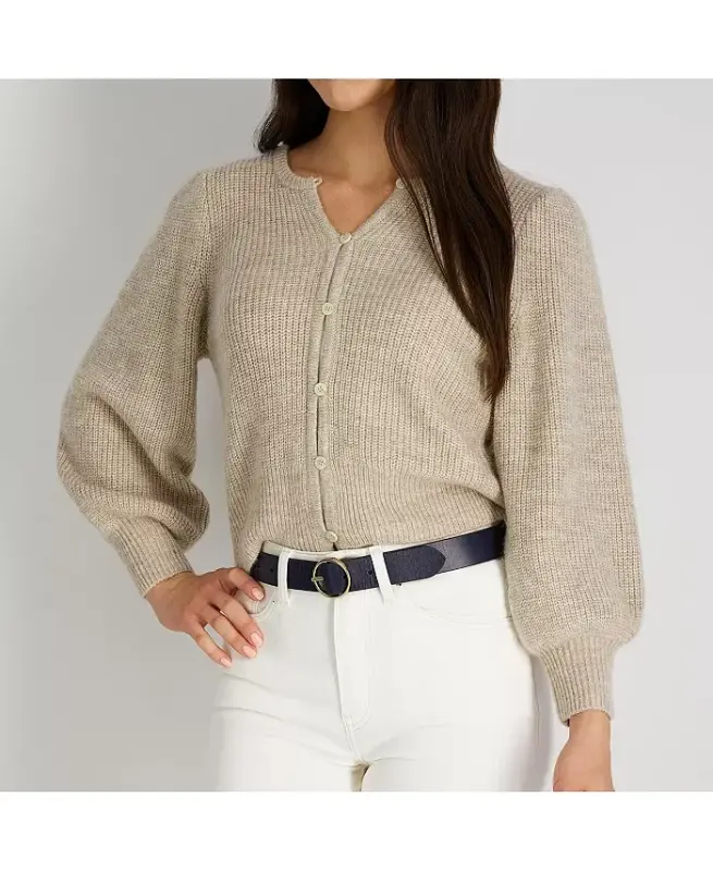 Women's Two-In-One Center Bar Reversible Genuine Leather Belt-Navy, Beige - 6