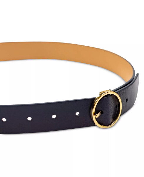 Women's Two-In-One Center Bar Reversible Genuine Leather Belt Navy, Beige - 5