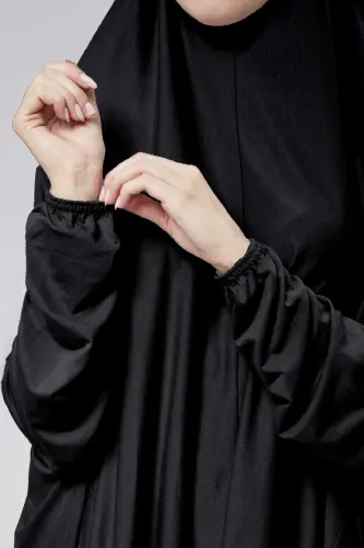 Women's Two-Piece Prayer Dress with Veil Organic Cotton Elastic Sleeve Non-Slip Skirt Cotton Jersey Hijab 