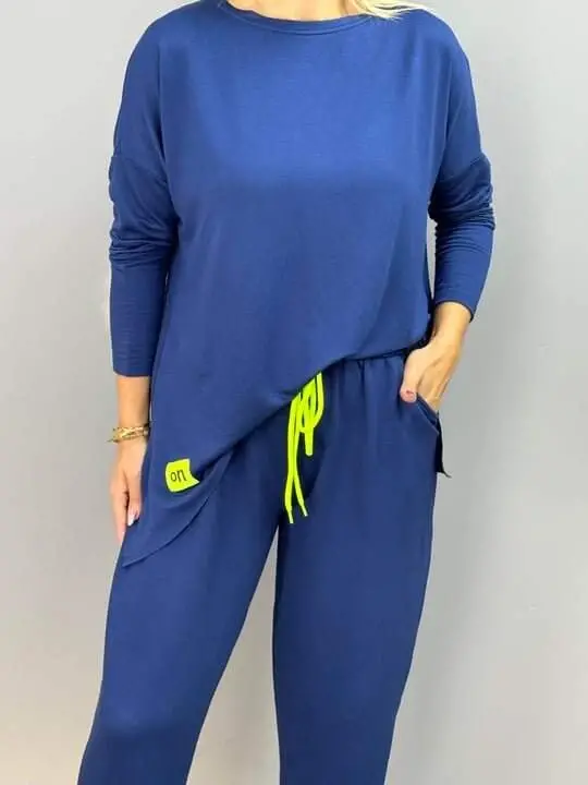 Women's Two Thread Viscose Cotton Fabric Crest Detailed Two Piece Set - 3