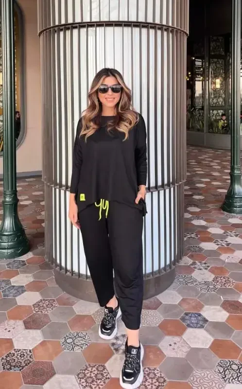 Women's Two Thread Viscose Cotton Fabric Crest Detailed Two Piece Suit - BÜYÜKBEDENIZ