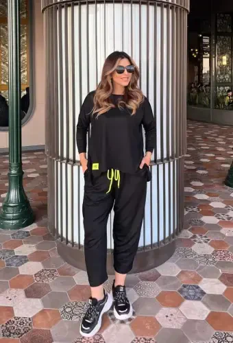 Women's Two Thread Viscose Cotton Fabric Crest Detailed Two Piece Suit - 2