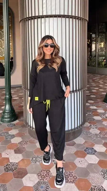 Women's Two Thread Viscose Cotton Fabric Crest Detailed Two Piece Suit - 3