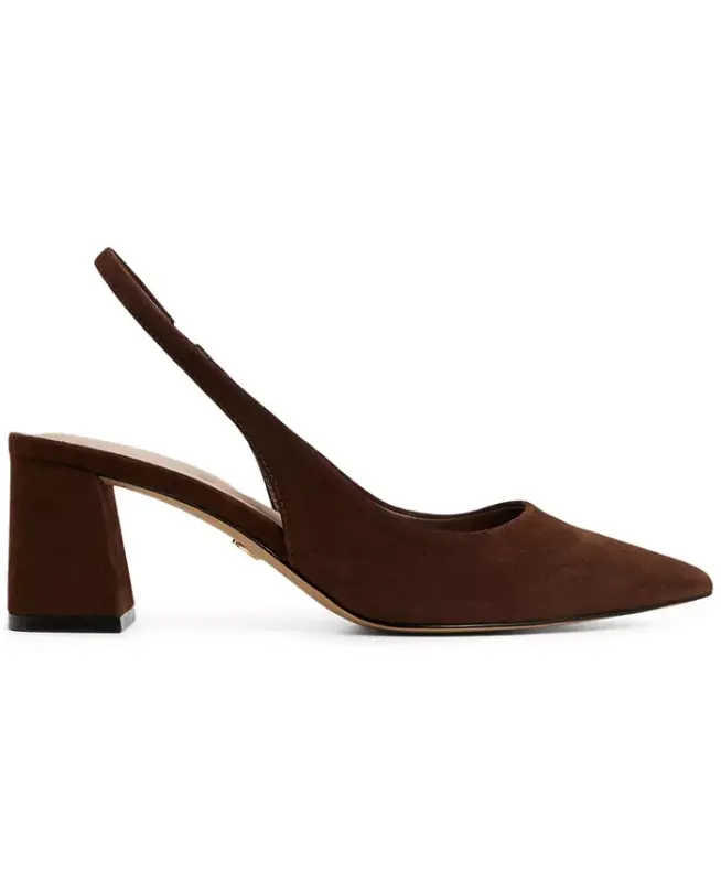 Women's Uliana Slingback Block-Heel Pumps - Dark Brown Suede - 2