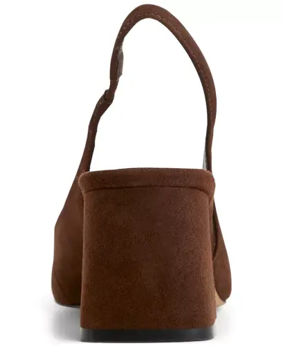 Women's Uliana Slingback Block-Heel Pumps - Dark Brown Suede - 3