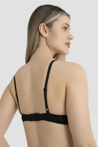 Women's Underwire Padded Push-up Bra 3-Piece Set Black - 10