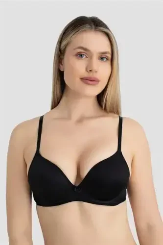 Women's Underwire Padded Push-up Bra 3-Piece Set Black - 3