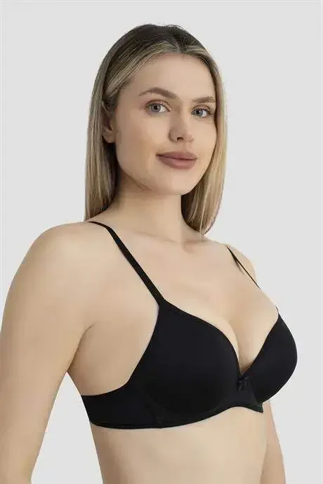 Women's Underwire Padded Push-up Bra 3-Piece Set Black - 4
