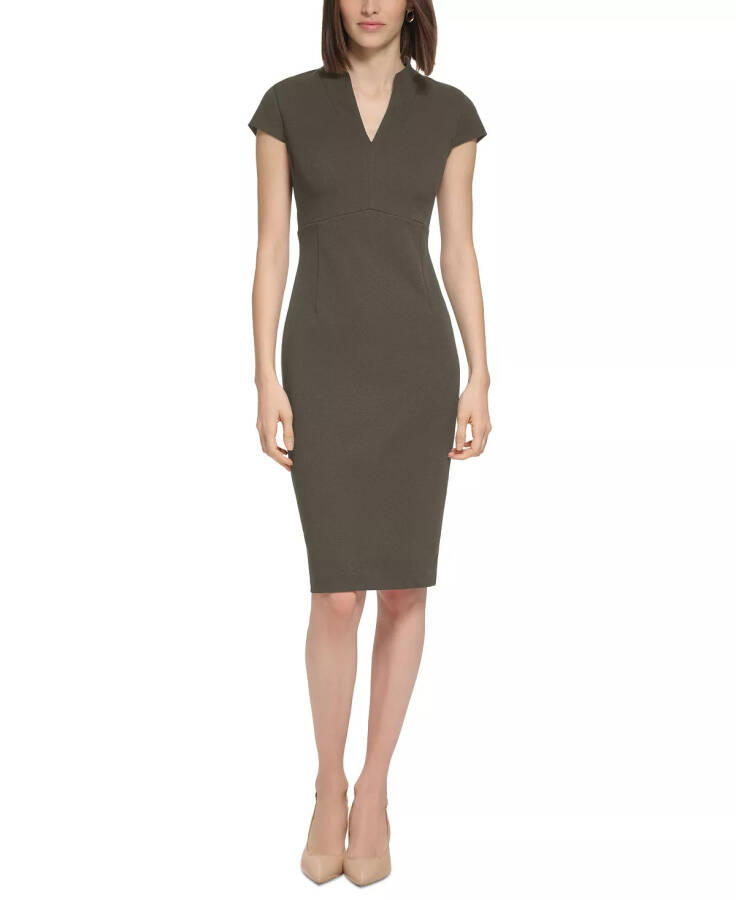 Women's V-Neck Cap Sleeve Sheath Dress_Test - 6