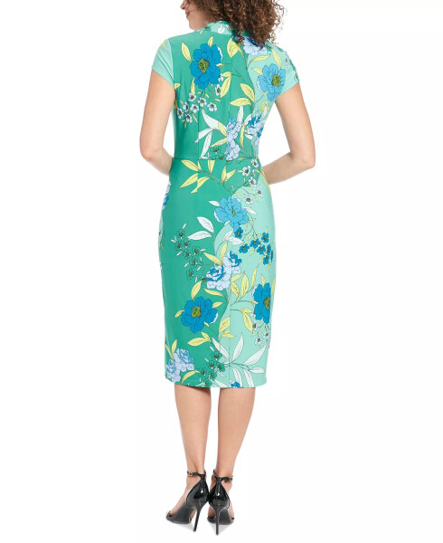 Women's V-Neck Cap-Sleeve Sheath Dress Blue/green - 15