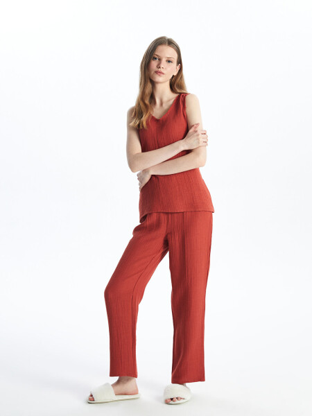 Women's V-Neck Plain Pajama Set - 13