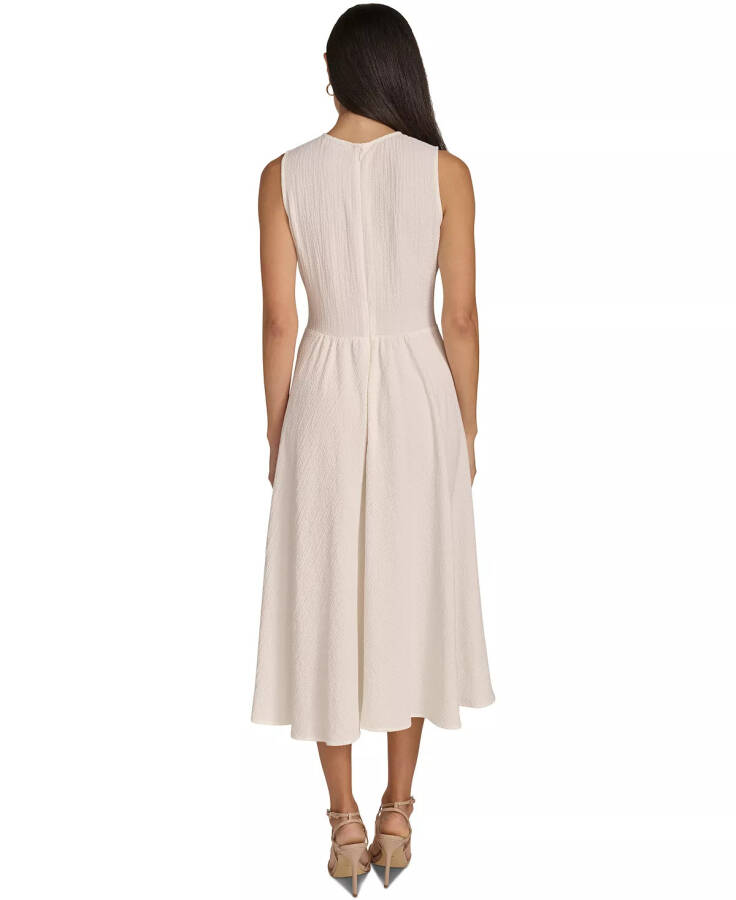 Women's V-Neck Ruffle-Front Sleeveless Dress Cream - 5