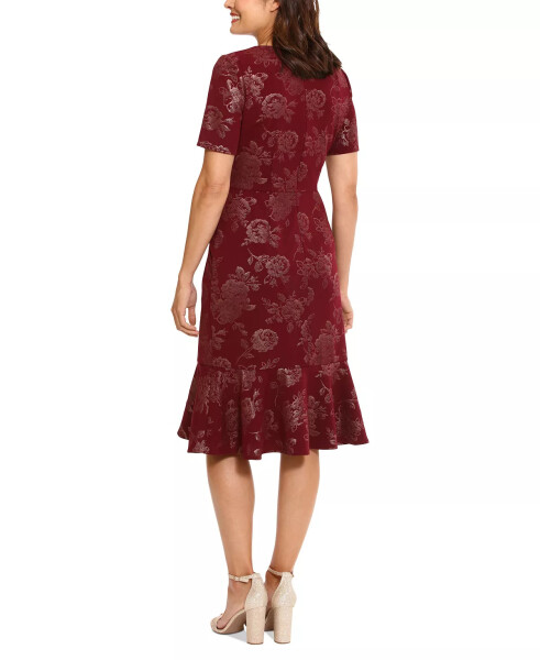 Women's V-Neck Scuba-Crepe Midi Dress Wine/blush - 5